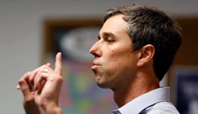 Former Texas congressman Beto O'Rourke speaks at the International Brotherhood of Electrical Workers Local 13 hall, Thursday, March 14, 2019, in Burlington, Iowa.