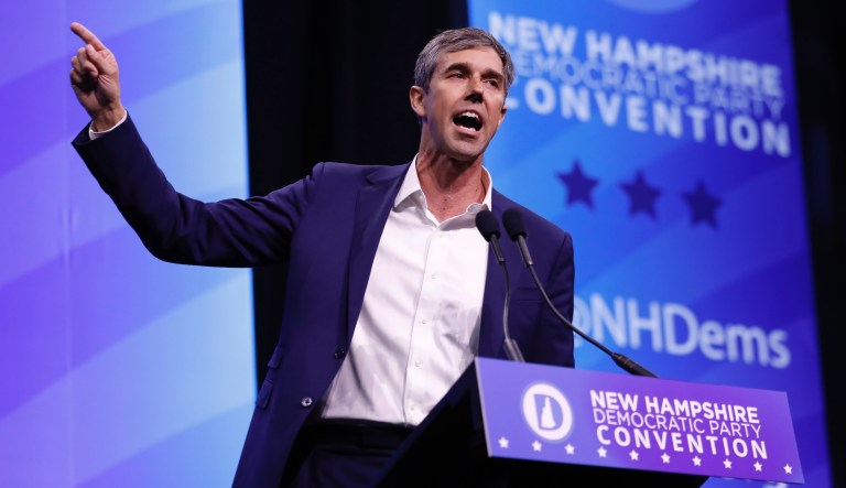Democratic presidential candidate former U.S. Rep. Beto O'Rourke, D-Texas, speaks during the New Hampshire state Democratic Party convention, Saturday, Sept. 7, 2019, in Manchester, NH. 