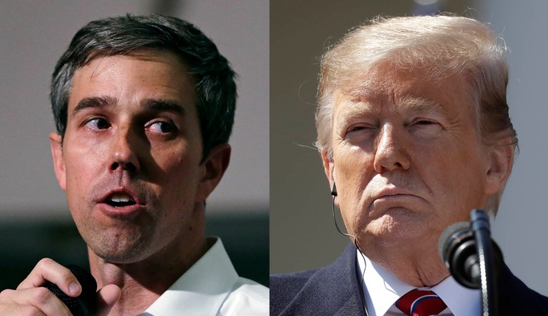 Beto O'Rourke and Donald Trump are shown.
