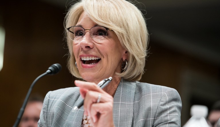 Education Secretary Betsy DeVos testifies on Capitol Hill, Tuesday, June 5, 2018, before the Senate Appropriations Committee on the fiscal 2019 budget for the Education Department. 
