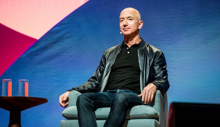 Jeff Bezos seen on day two of Summit LA17 in Downtown Los Angeles's Historic Broadway Theater District on Saturday, Nov. 4, 2017, in Los Angeles.