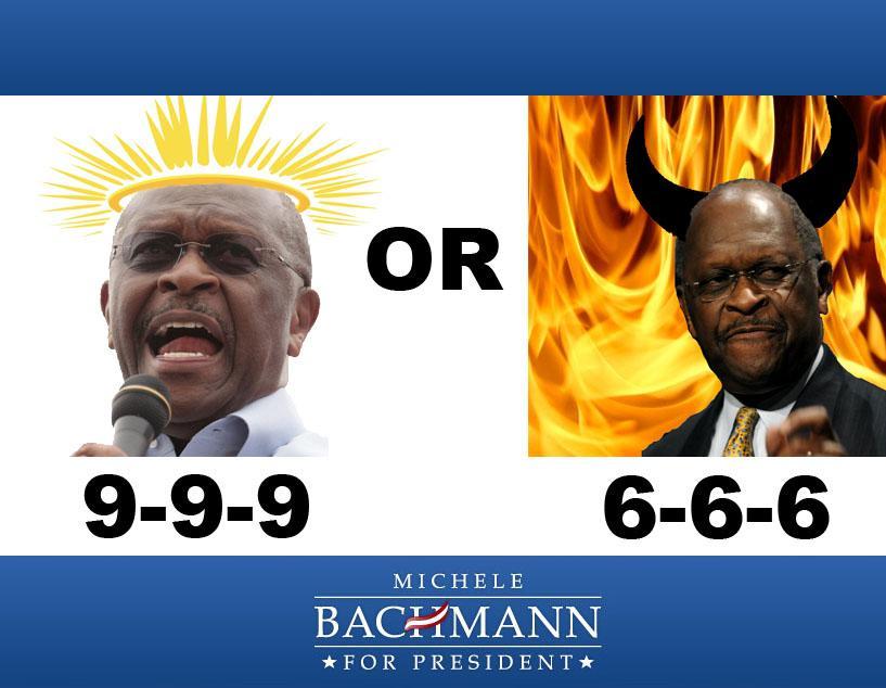 A parody ad for Bachmann: 9-9-9 or 6-6-6?