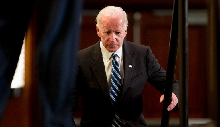 Former Vice President Joe Biden takes the stage to speak to the International Association of Firefighters at the Hyatt Regency on Capitol Hill in Washington, Tuesday, March 12, 2019, amid growing expectations he'll soon announce he's running for president.