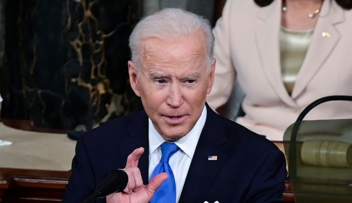 President Joe Biden addresses a joint session of Congress, Wednesday, April 28, 2021, in the House Chamber at the U.S. Capitol in Washington.  