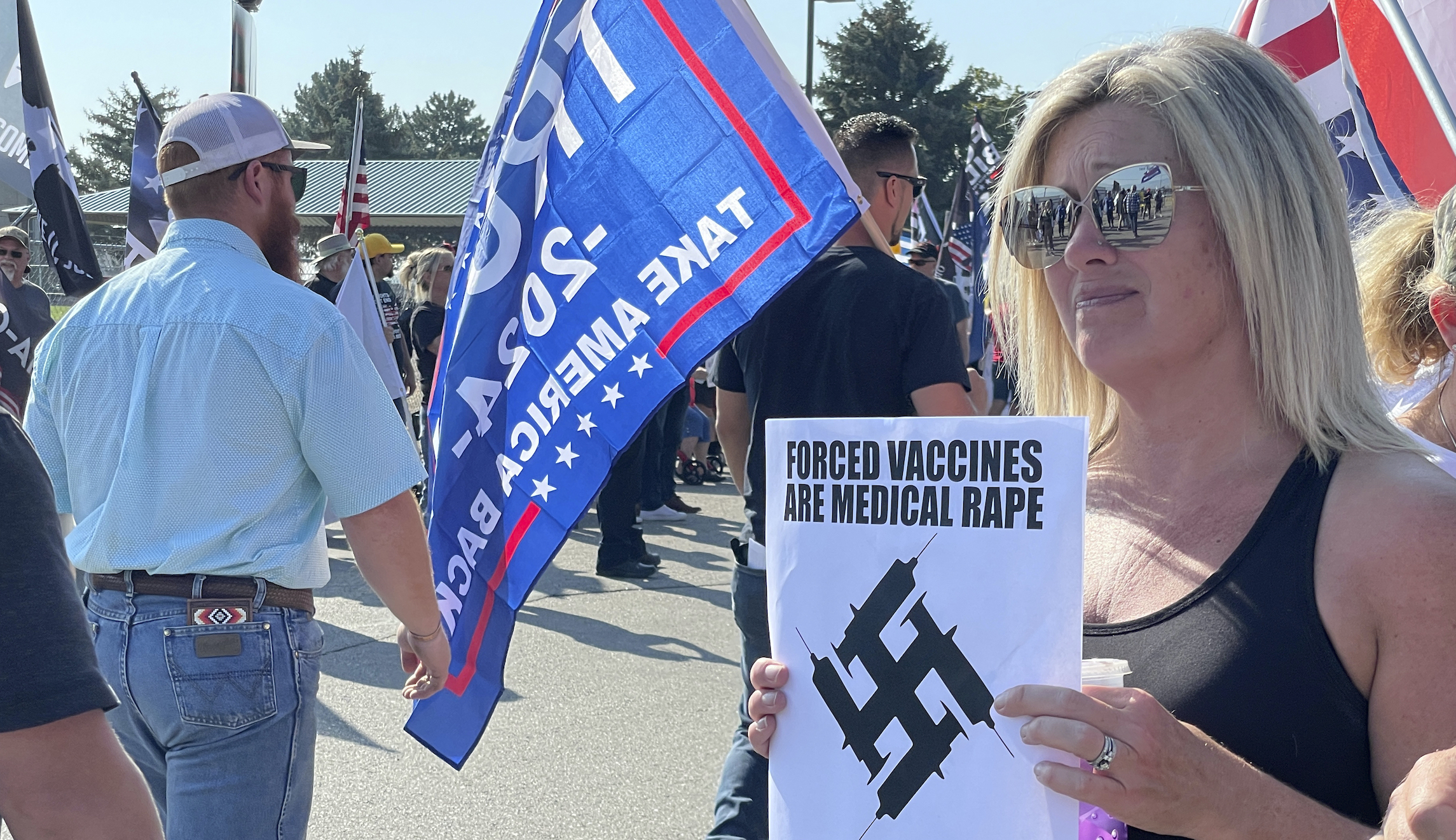 ‘Smell my hair’: Hundreds of protesters greet Biden in Idaho