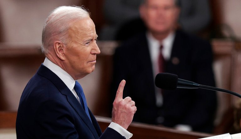 President Joe Biden delivers his State of the Union address to a joint session of Congress at the Capitol, Tuesday, March 1, 2022, in Washington.