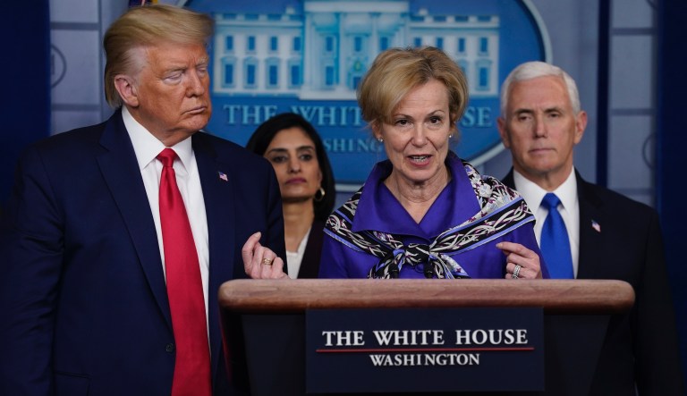 Dr. Deborah Birx, White House coronavirus response coordinator, speaks during a press briefing with the Coronavirus Task Force at the White House on Wednesday in Washington.