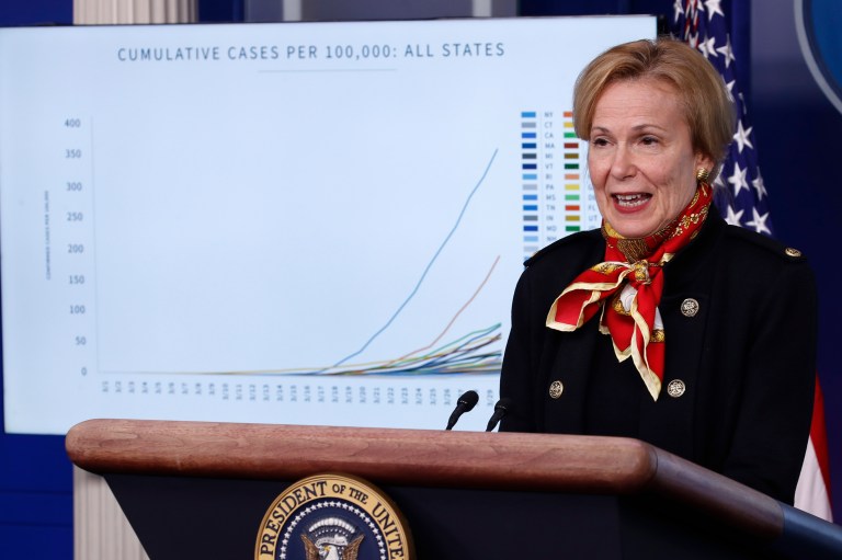 Deborah Birx, coronavirus response coordinator, speaks.