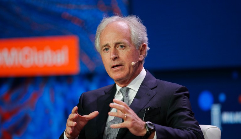 Senate Foreign Relations Committee Chairman Bob Corker, R-Tenn., speaks during a discussion on U.S. politics at the Milken Institute Global Conference Monday, April 30, 2018, in Beverly Hills, Calif.
