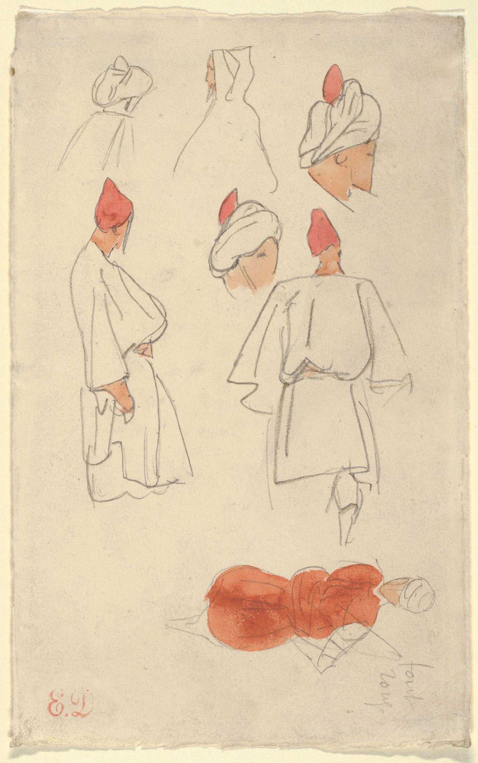 Eugène Delacroix, ‘Seven Studies of Moroccan Men's Costume’ (1832)