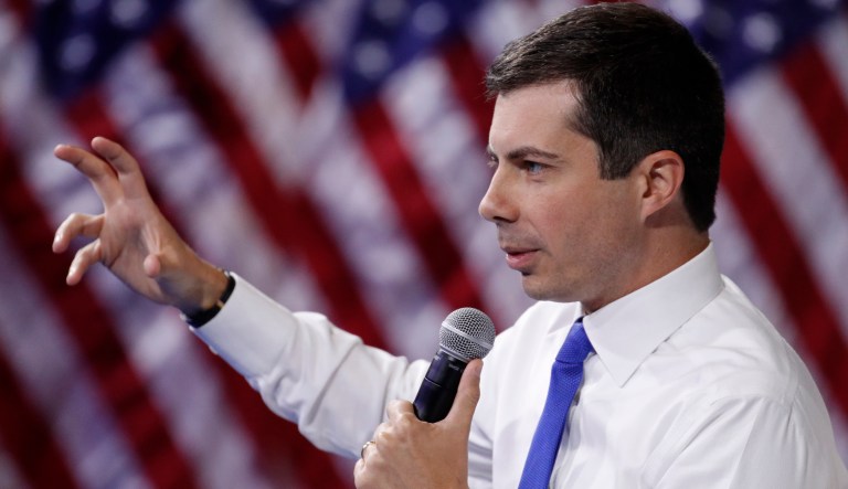 Democratic presidential candidate South Bend Mayor Pete Buttigieg speaks during a gun safety forum Wednesday, Oct. 2, 2019, in Las Vegas.