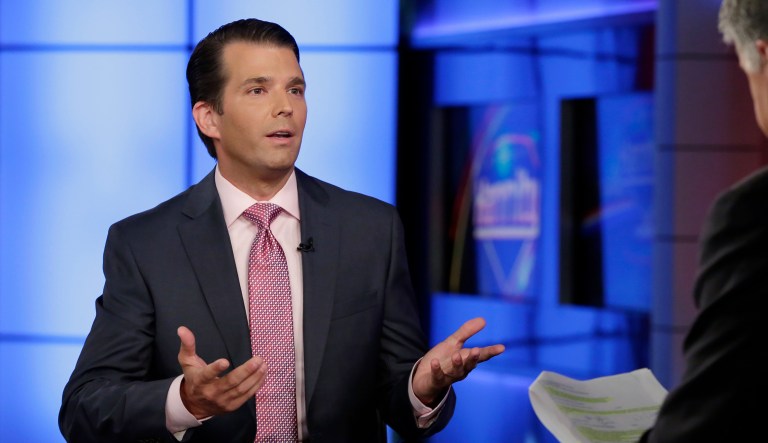According to reports, President Trump's son Donald Trump Jr. was in contact with radical transparency group WikiLeaks from September 2016 until at least July 2017. (AP Photo/Richard Drew)