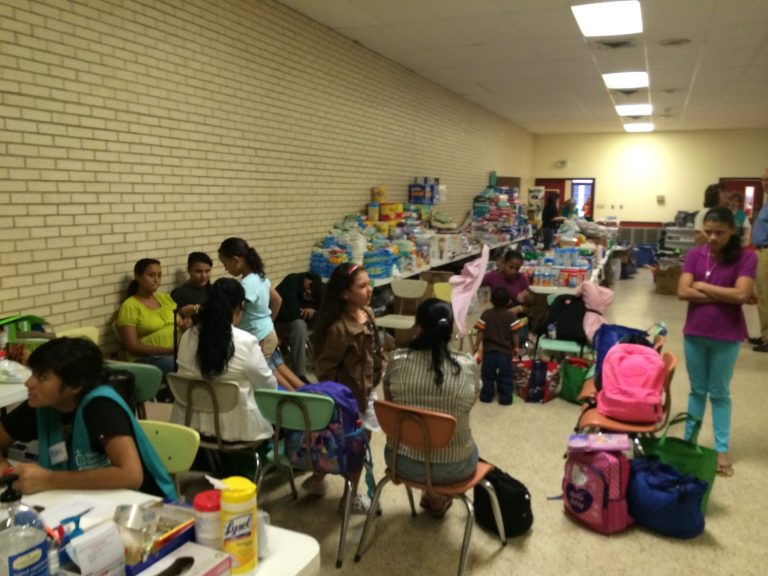 A group of immigrants waits in the Catholic Charities relief center for immigrants at Sacred Heart parish in McAllen, Texas.ÃÂ (Joseph Lawler, The Washington Examiner.)