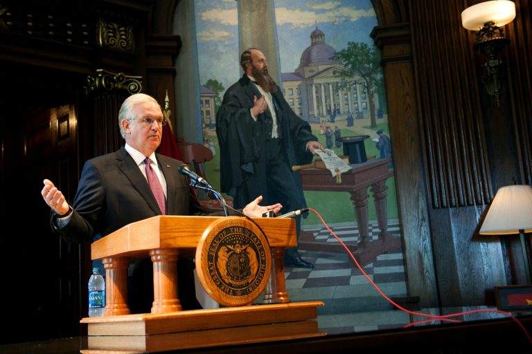 Missouri Gov. Jay Nixon vetoed or froze more than $1.1 billion in spending Tuesday, citing concerns about declining revenues and the potential for new tax breaks to drain state dollars even further. (AP Photo/The Columbia Daily Tribune, Vivian Abagiu)