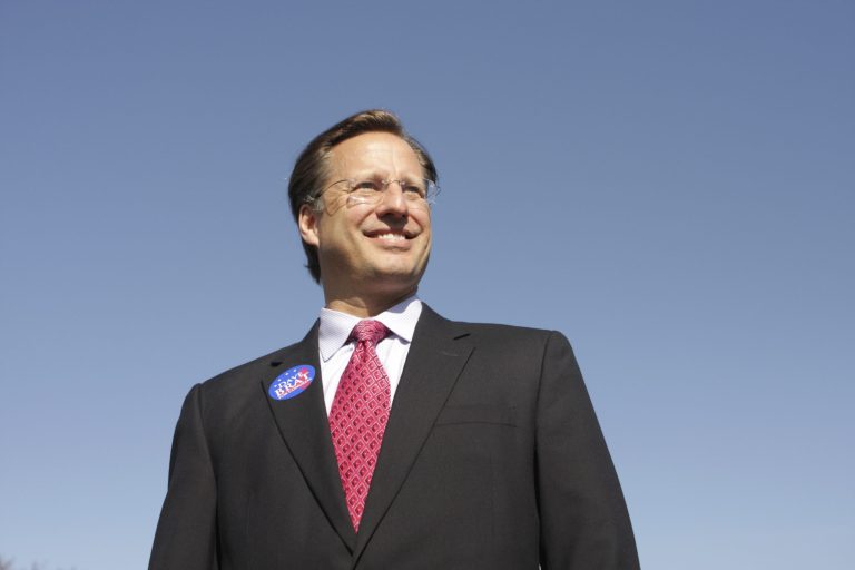 College economics professor and Republican candidate for Congress Dave Brat poses for a photograph after attending the Henrico County Republican Party breakfast meeting April 26, 2014 in Glen Allen, Va. (Photo by Jay Paul/Getty Images)