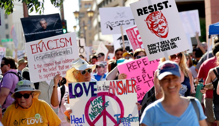 The #Resist movement is no Tea Party -- at least not yet -- but more and more it seems as though the Left's Trump-era energy will actually persist into 2018. (AP Photo/Matt York)