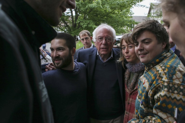 "For many it's too expensive to attend. Help get them to Philly,—&pound; Sanders tweets. (AP Photo/Cheryl Senter)
