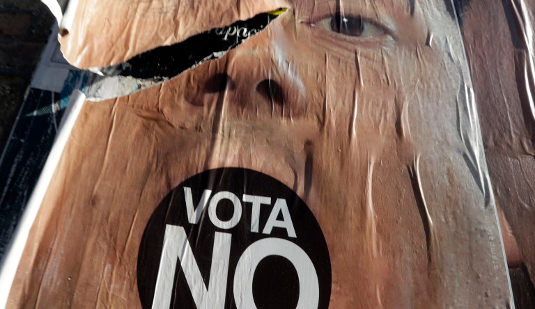 On Sunday Italian voters rejected, 59 to 41 percent, a package of government reform measures backed by Prime Minister Matteo Renzi. (AP Photo/Gregorio Borgia)