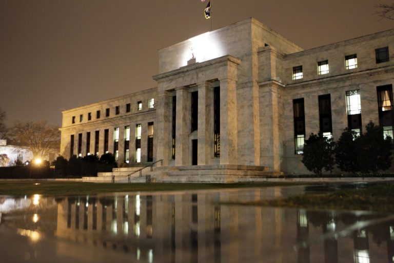 The Federal Reserve Building on Constitution Avenue in Washington is seen Friday evening, March 27, 2009, in Washington. The headquarters of the Federal Reserve System was constructed in 1936 in the wake of the Great Depression. (AP Photo/J. Scott Applewhite)