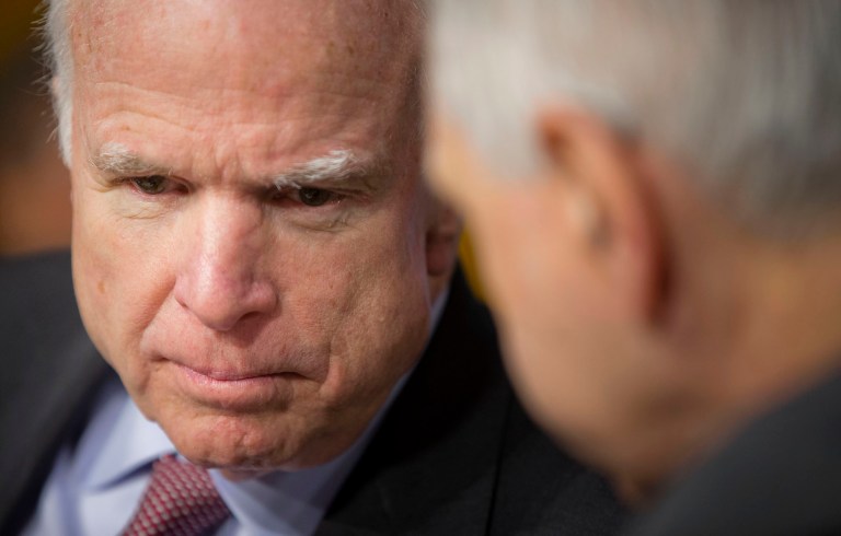 Sen. John McCain, R-Ariz., and chairman of the Senate Armed Services Committee, has been an outspoken critic of any reliance on Russia and voted against the omnibus bill as a whole because of this provision. (AP Photo/Pablo Martinez Monsivais)