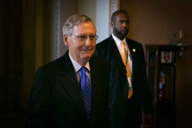 A new DNC fundraising email tries to scare supporters into a last minute donation for Democrats to keep the Senate, by floating the idea of Sen. Mitch McConnell becoming the Senate majority leader. (Graeme Jennings/Washington Examiner)
