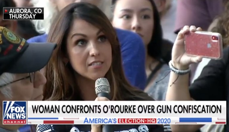 The owner of the Shooter Grill restaurant in Rifle, Colorado, is seen confronting Democratic presidential candidate Beto O'Rourke on gun control during a campaign event.