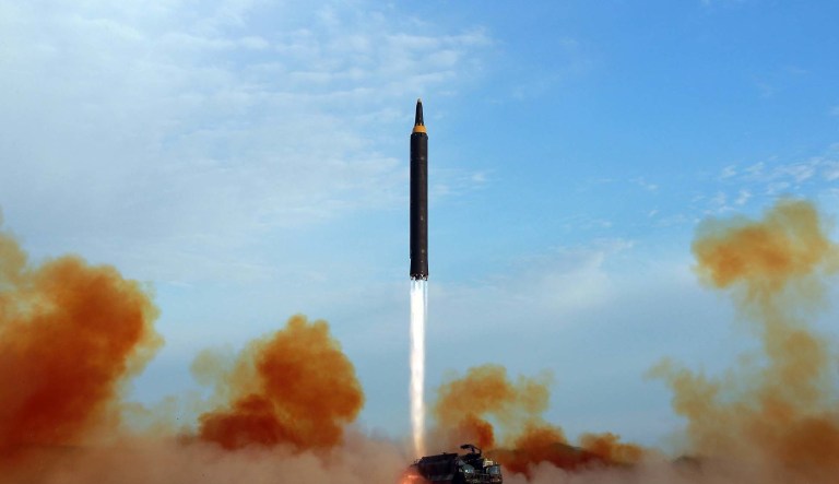 The message corresponds to a state-wide campaign that has been launched to prepare the islands for a potential nuclear missile attack from North Korea. (Korean Central News Agency/Korea News Service via AP, File)