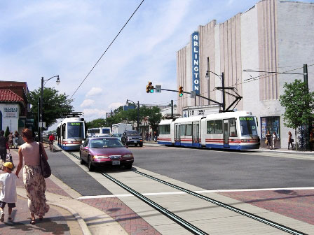 An Arlington County rendering of the proposed streetcar line along Columbia Pike.