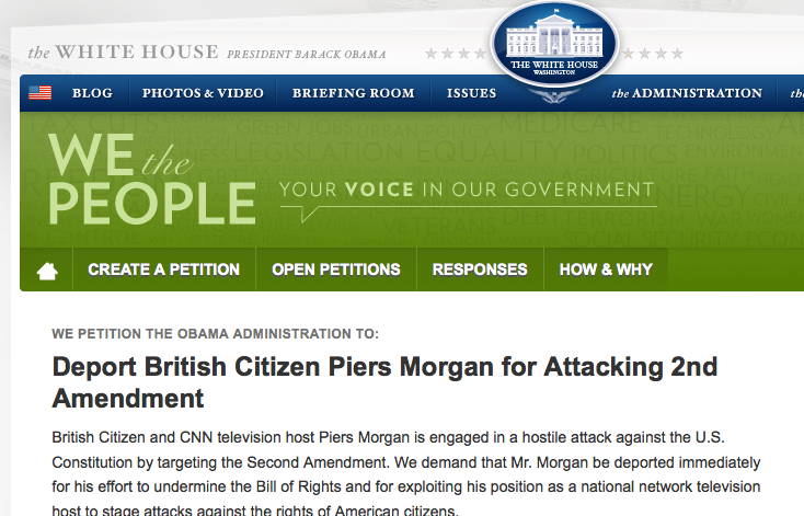 White House petition: Deport Piers Morgan