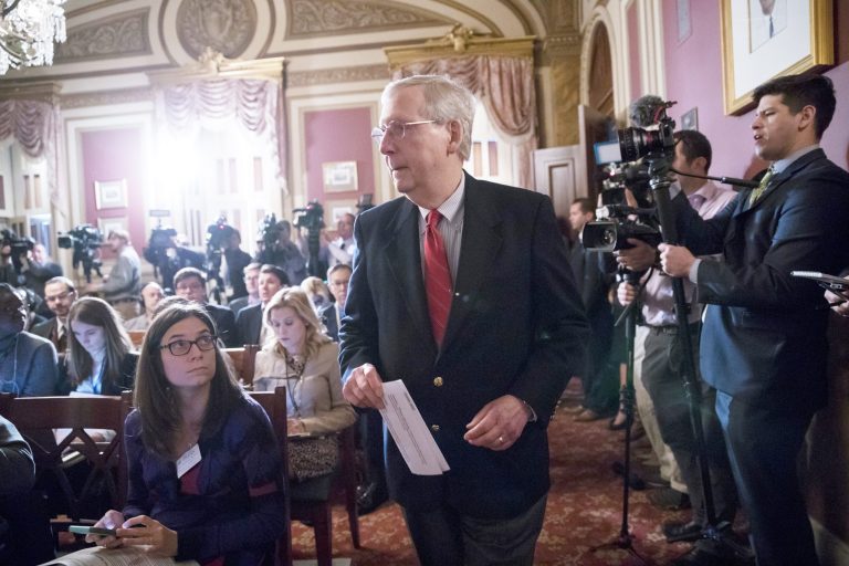 The faster pace followed intense pressure from conservative groups, including one that threatening to launch an expensive and unflattering advertising campaign about the glacial pace of confirmations under Majority Leader Mitch McConnell, R-Ky. (AP Photo/J. Scott Applewhite)