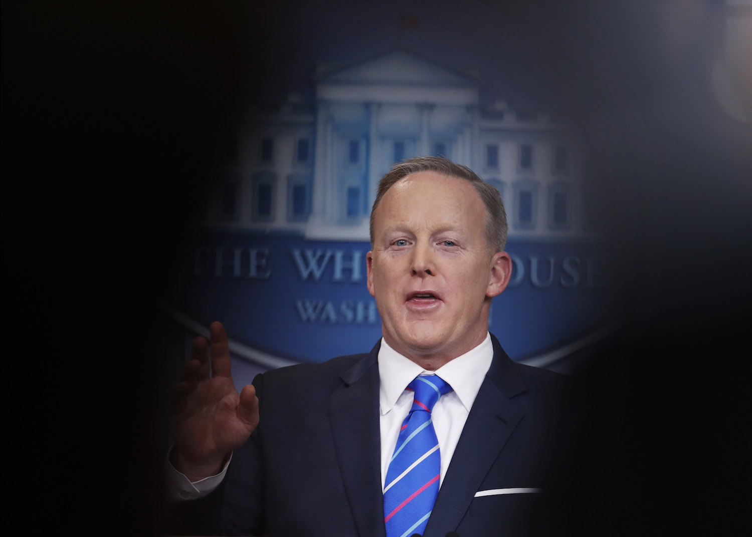 Spicer stays off camera again, sparking press uproar