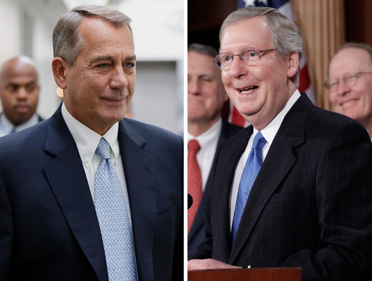 House Speaker John Boehner, left, and Senate Minority Leader Mitch McConnell. (AP images)