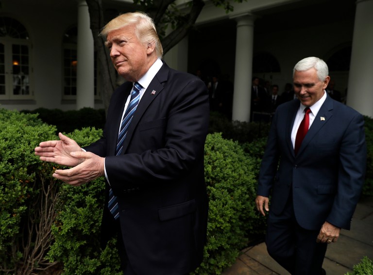 Pence echoed his boss's sentiment, sharing the post on Facebook and asking donors to help the administration push back. (AP Photo/Evan Vucci)