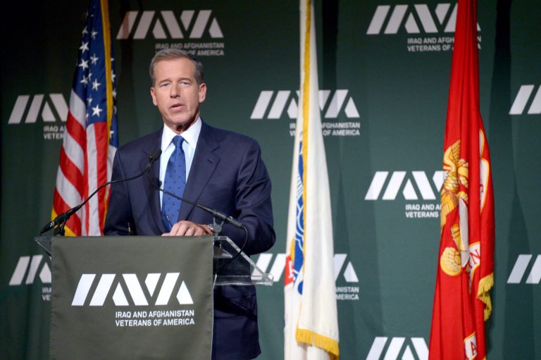 Journalist Brian Williams speaks at IAVA 7th Annual Heroes Gala at Cipriani 42nd Street on November 12, 2013 in New York City. (Photo by Michael Loccisano/Getty images for IAVA)
