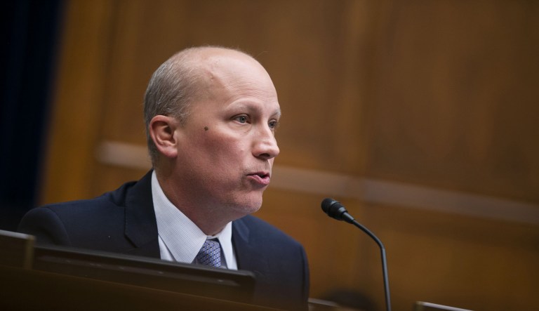 Rep. Chip Roy, R-Texas, right, testifying before the House Oversight Committee hearing on family separation and detention centers, Friday, July 12, 2019 on Capitol Hill in Washington. Also on the panel is Rep. Debbie Lesko, R-Ariz., left.