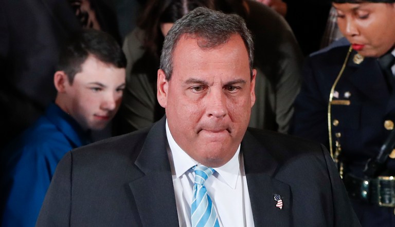 In this Oct. 26, 2017, photo, New Jersey Gov. Chris Christie walks on the stage during after President Donald Trump and first lady Melania Trump spoke on combatting drug demand and the opioid crisis in the East Room of the White House in Washington. President Donald Trumpâs commission on the opioid crisis called Nov. 1, 2017, for more drug courts, more training for doctors and penalties for insurers that dodge covering addiction treatment.