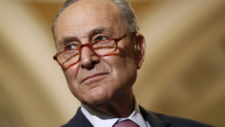 Senate Minority Leader Sen. Chuck Schumer of N.Y. attends a news conference after a Senate policy luncheon, Tuesday, April 30, 2019, on Capitol Hill in Washington. 