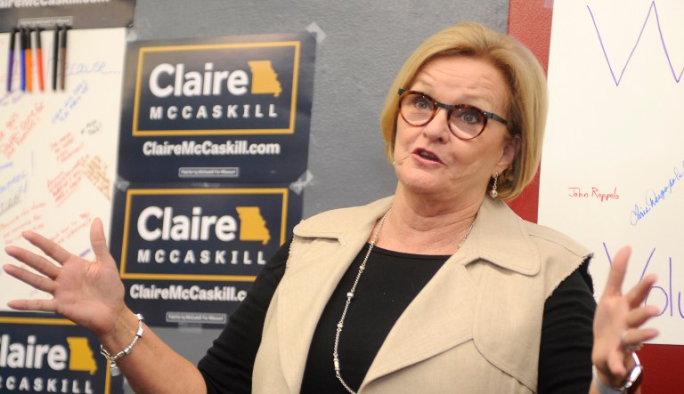Sen. Claire McCaskill, D-Mo., speaks to supporters at the opening of her campaign field office Friday, May 18, 2018, in Ferguson, Mo. Less than six months before Election Day, McCaskillâs standing with Missouriâs African-American community is in question. And sheâs being forced to prove that sheâs not taking anyone for granted. McCaskill, a Democrat facing re-election in a state that has trended sharply Republican in recent years, knows she cannot afford to lose any support this fall _ especially not from a group of voters that was supposed to be among her most loyal.