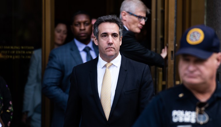 Michael Cohen, former personal lawyer to U.S. President Donald Trump, exits from federal court in New York, U.S., on Tuesday, Aug. 21, 2018. Trump's longtime lawyer and fixer Michael CohenÂ appeared in federal court Tuesday pleading guilty to federal charges stemming from hush payments to women who claimed to have had affairs with the president.