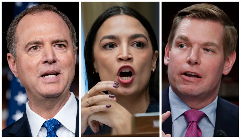 Adam Schiff, Alexandria Ocasio-Cortez, and Eric Swalwell.