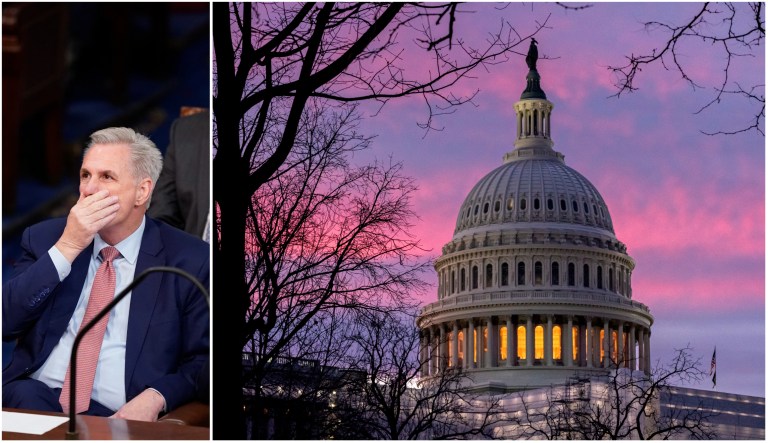 House Speaker hopeful Kevin McCarthy and the U.S. Capitol Building