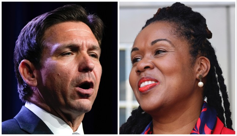 Ron DeSantis and Monique Worrell.