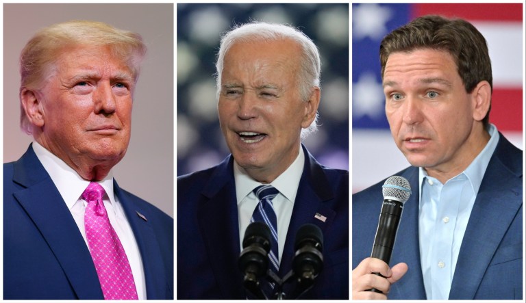 Former President Donald Trump, President Joe Biden, and Gov. Ron DeSantis (R-FL)