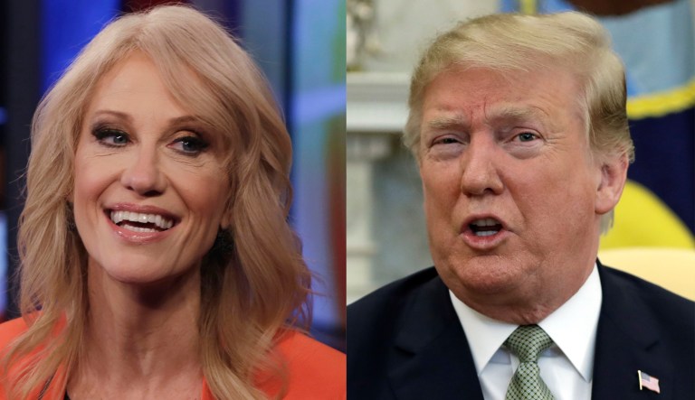 Kellyanne Conway and Donald Trump.