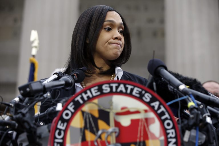 Baltimore City State's Attorney Marilyn Mosby appeared frustrated and defensive when reporters asked about her apparently-rocky relationship with Baltimore city police. (AP Photo)