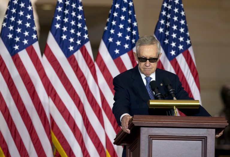 Senate Democratic Leader Harry Reid, D-Nev., speaks during a ceremony to commemorate the 50th anniversary of the Vietnam War on Capitol Hill in Washington, Wednesday, July 8, 2015. (AP Photo/Manuel Balce Ceneta)