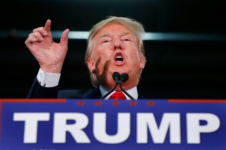 Trump virtually ignored the news giant during his second rally of the day on the University of Iowa's campus. (AP Photo/Paul Sancya)