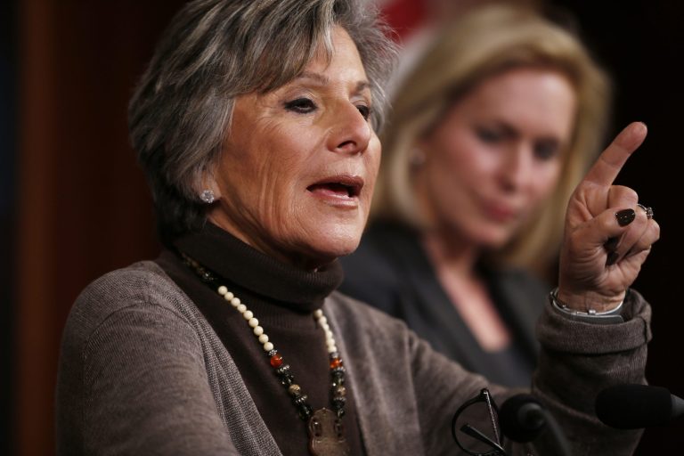 Democratic Sens. Barbara Boxer and Kirsten Gillibrand (on right) are calling for more money now that their campaigns have helped increase reporting. (AP)