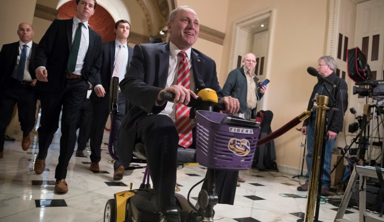 House Majority Whip Steve Scalise, R-La., rode his scooter to the chamber for the final vote on the GOP tax bill. 