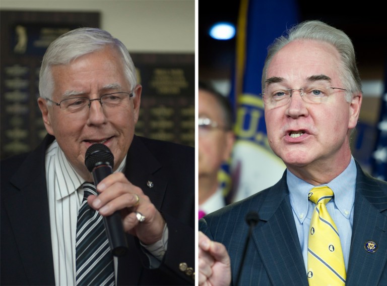 Sen. Mike Enzi of Wyoming (left) and Rep. Tom Price of Georgia (right)Â are working on reaching an agreement on a budget resolution for fiscal 2016.Â 